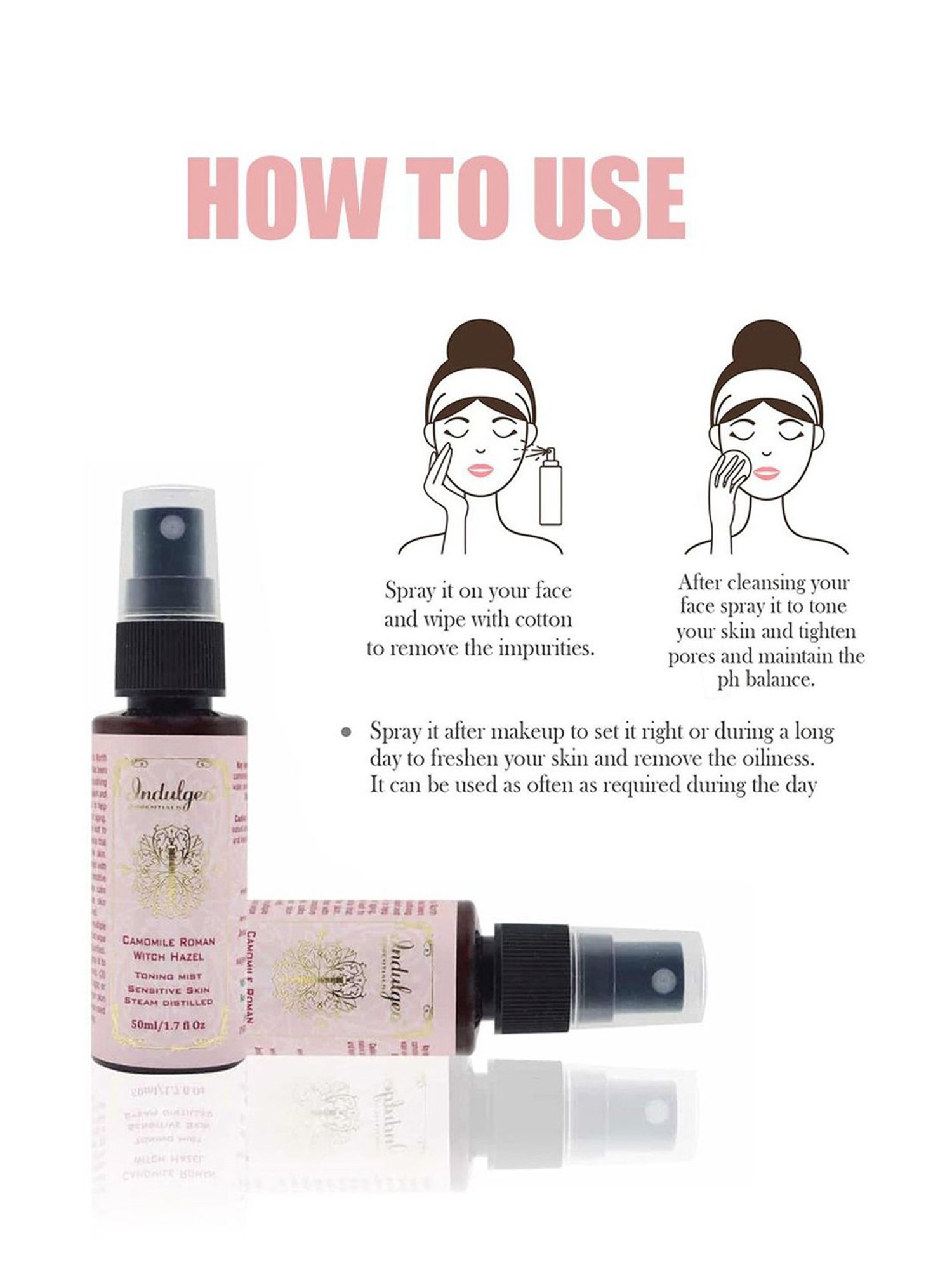 Indulgeo Essentials Camomile Roman Witch Hazel Facial Mist & Toner - 50 ml