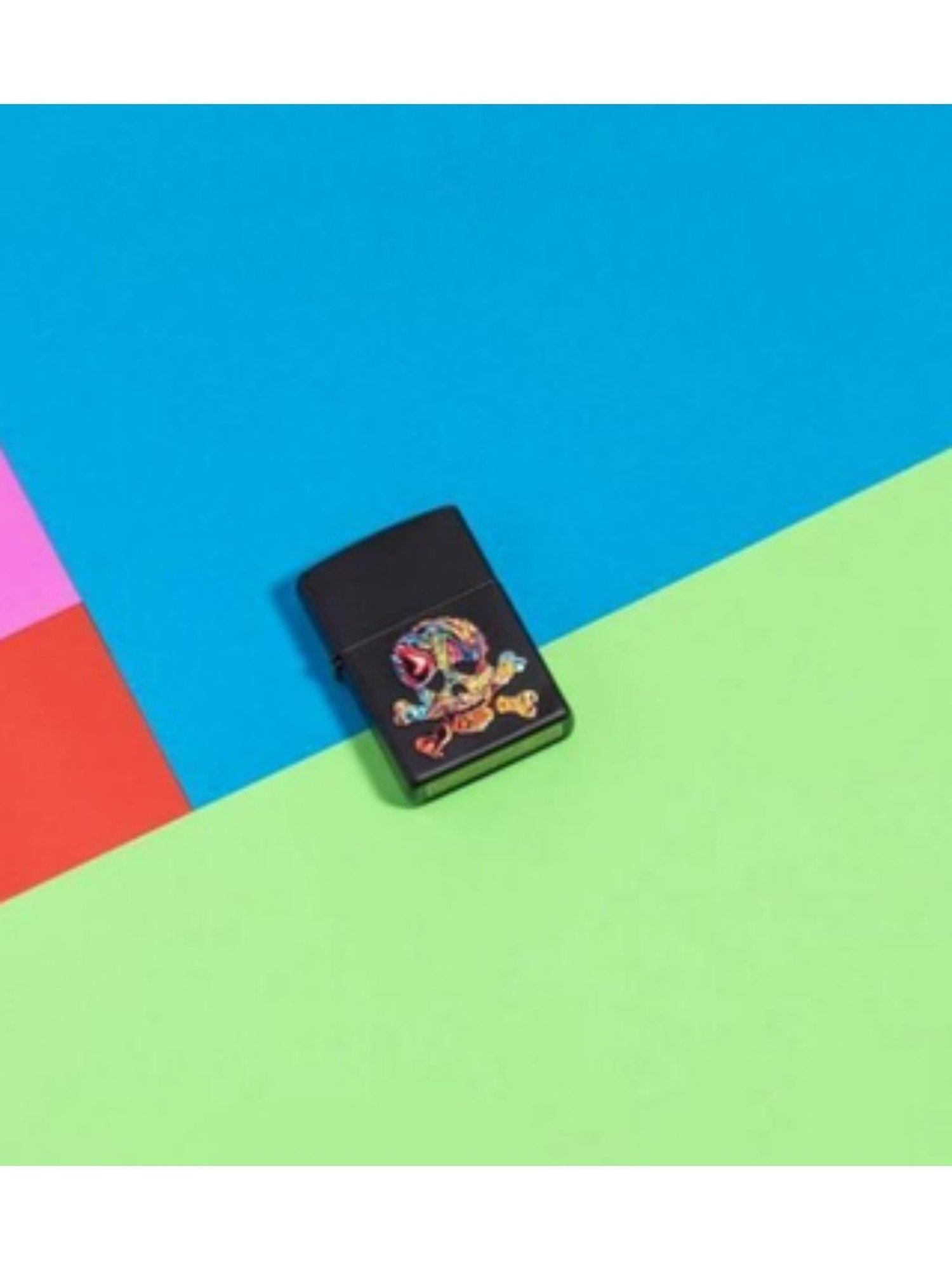 Zippo Matte Black Skull Design Brass Pocket Lighter