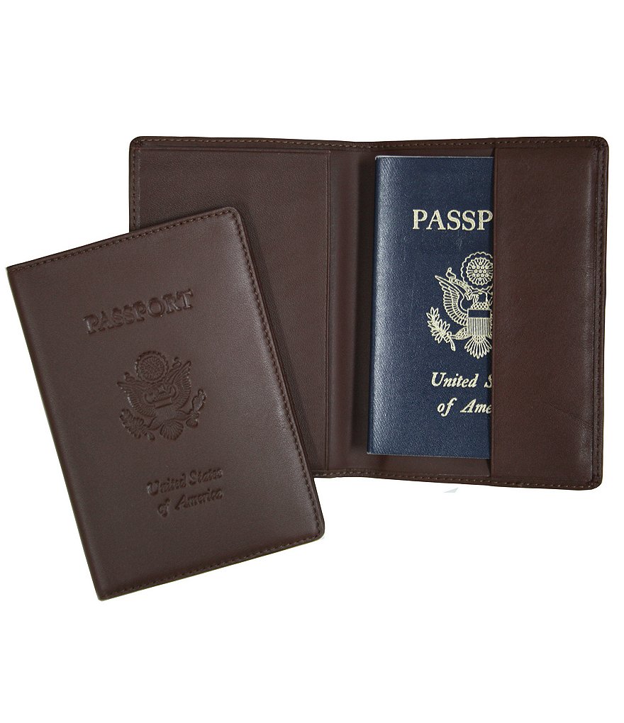 ROYCE New York RFID Blocking Black Lettered Passport Case