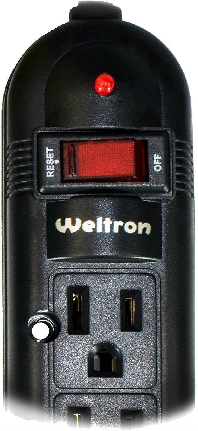 Weltron - Wall Mount 6 Outlet Surge Protector Power Strip 10 ft. Black (WSP-600PLF-10BK)