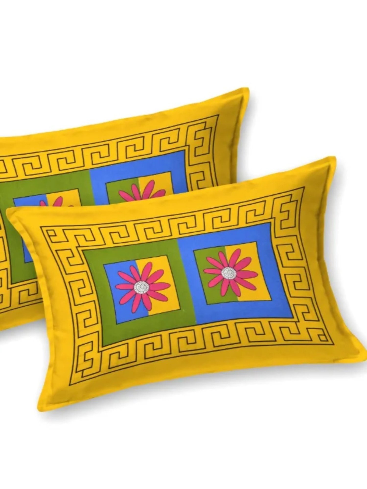 Living Roots Printed Yellow 240 TC Cotton Bedsheet with 2 Pillow Covers