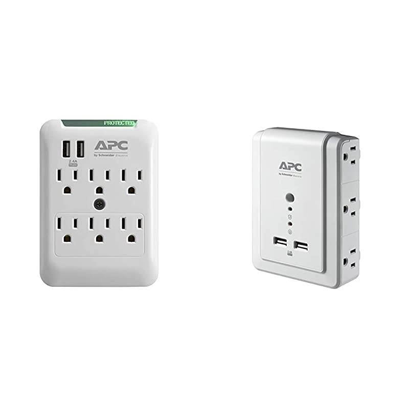Wall Surge Protector, 6-Outlets, 540 Joule Surge Protection with two USB Charging Ports and  6-Outlet Wall Surge Protector with USB Charging Ports