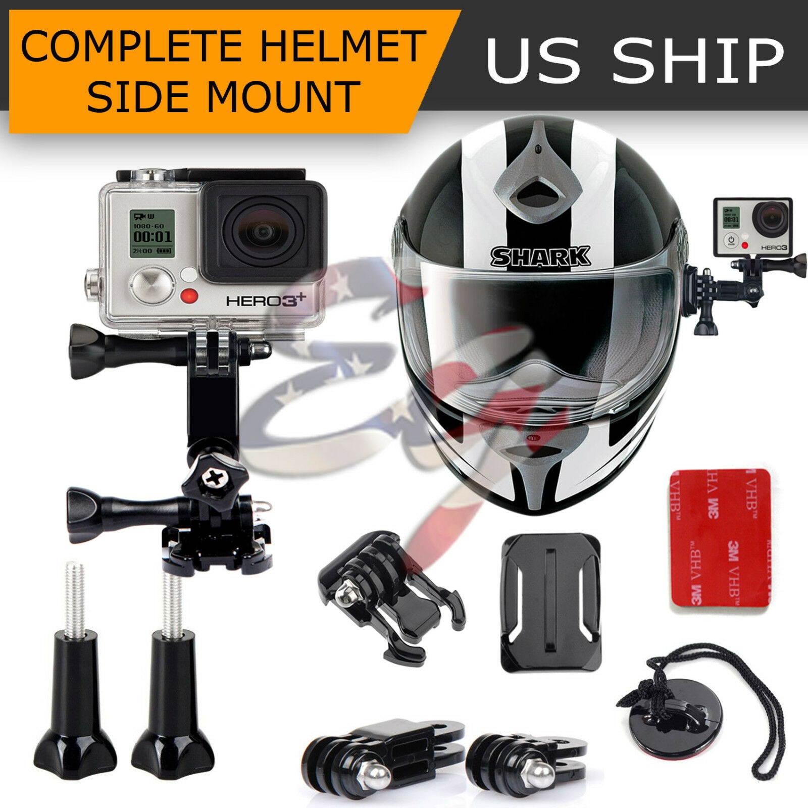 Adjustable Curved Helmet Self Arm Mount Holder For  Hero 4 3+ 2 1 Camera