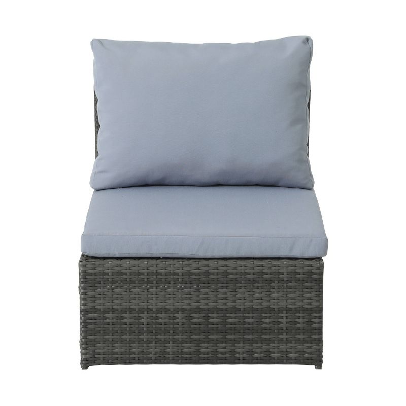 5pc Wicker Rattan Sofa Set with Gray Cushions - Accent Furniture