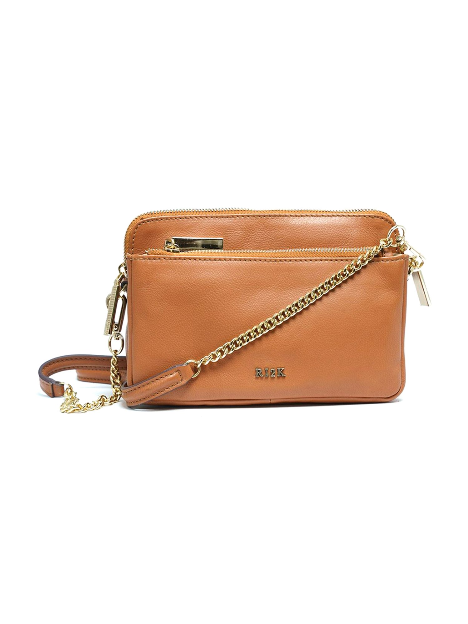 RI2K London Brown Leather Small Cross Body Bag