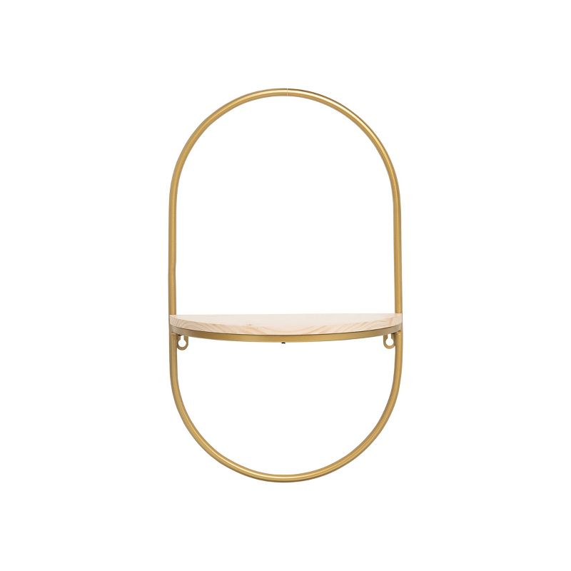 Modern Gold Metal and Wood Hanging Wall Shelf - Foreside Home & Garden