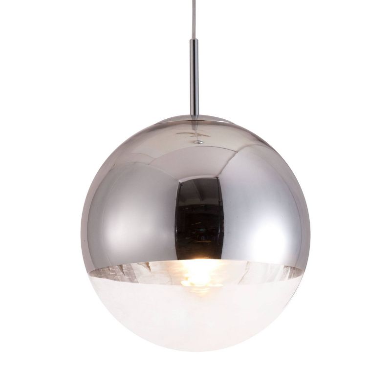 Modern Chrome and Glass 16" Orb Ceiling Lamp - ZM Home