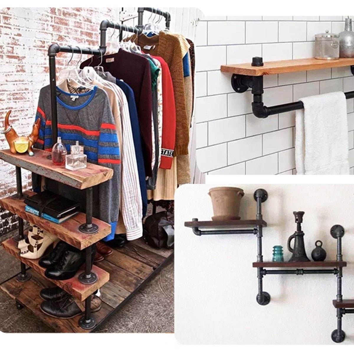 2 Pcs Vintage Malleable Threaded Floor Flange Iron Pipe Fittings Wall Mounted Flange