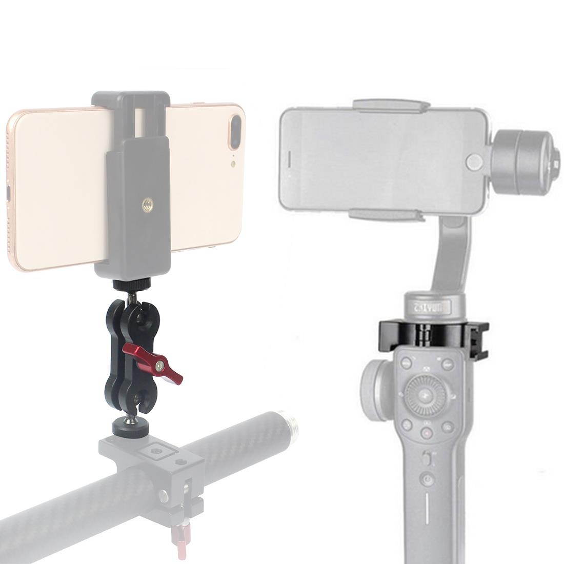 BGNING 4-Ring Hot Shoe Adapter Ring Microphone Mount with Magic Arm Mount Adapter for Zhiyun Smooth 4 Handle Gimbal DSLR Camera Accessory(Red)