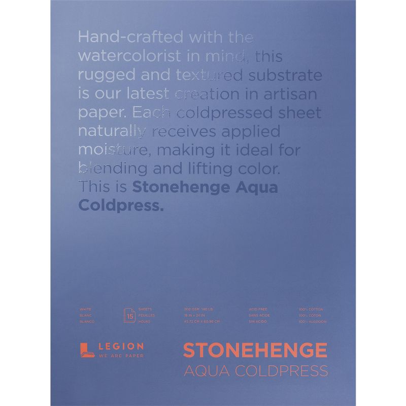 Stonehenge Aqua Block Coldpress Pad 18"X24" 15 Sheets/Pkg-White 140lb
