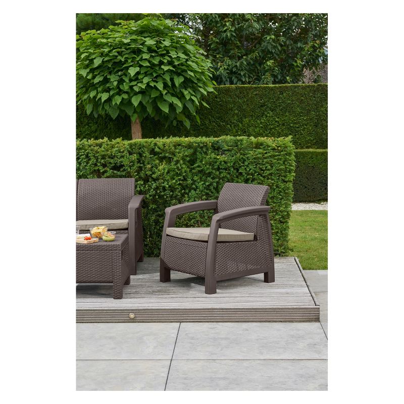 Bahamas Outdoor Resin Patio Armchair with Cushion Brown - Keter