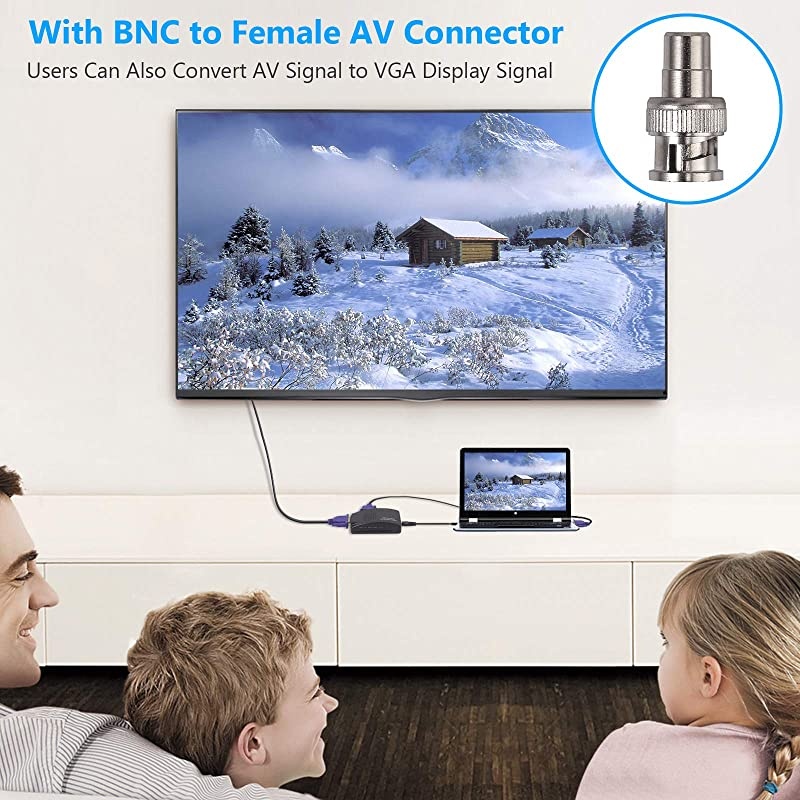 CCTV Camera BNC SVideo VGA to VGA Converter Box PC to TV VGA Input to VGA Output Laptop Computer Monitor Converter Adapter for DVR DVD Player Support PAL NTS