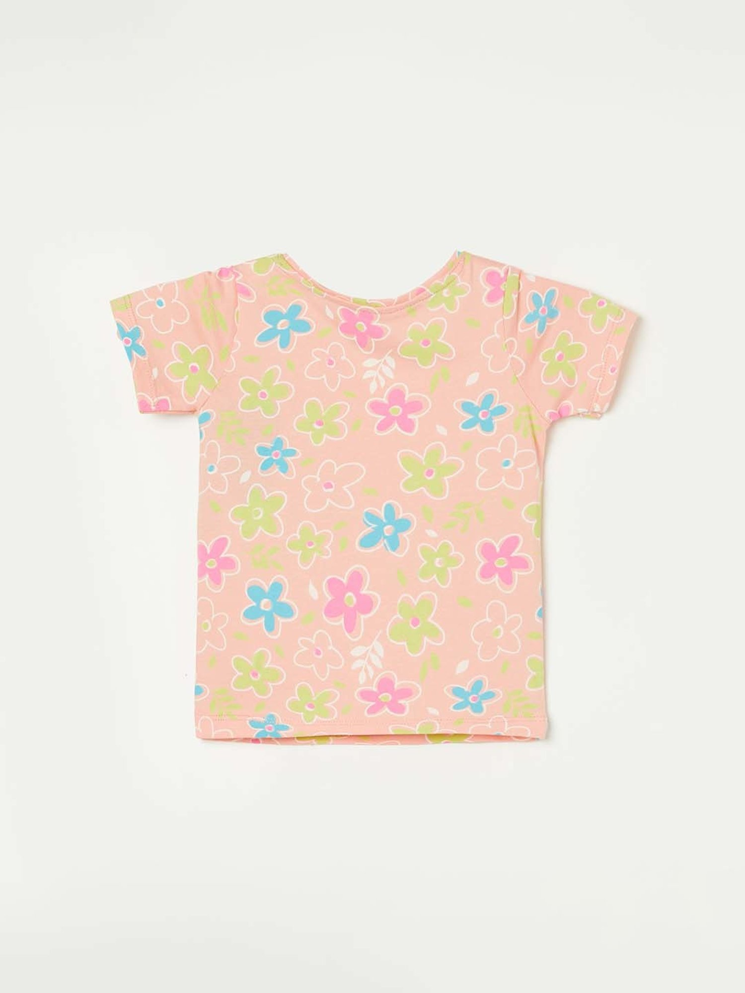 Juniors by Lifestyle Peach Floral Print T-Shirt