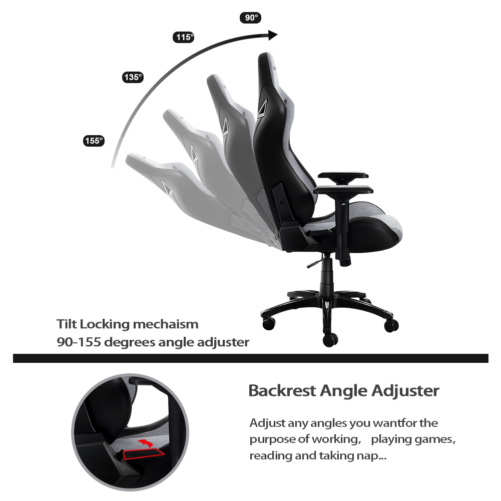 Gaming Chair, Racing Style Computer Desk Chair Padded Armrests Ergonomic Lumbar Support Adjustable Height