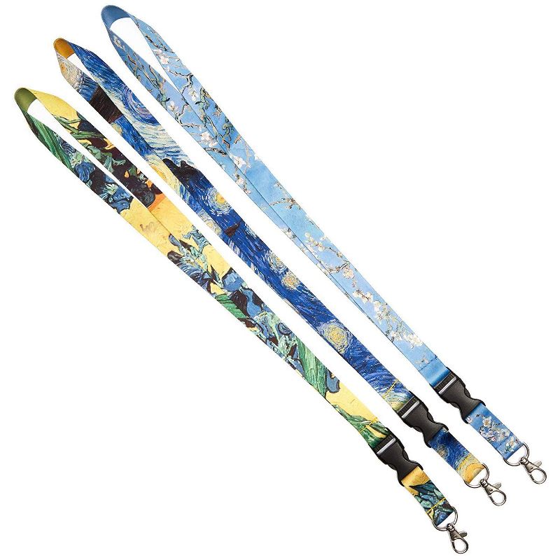 The Gifted Stationary 6 Pack Vincent Van Gogh Neck Lanyard Keychain Holder with Clip, 3 Designs (22.5 in)