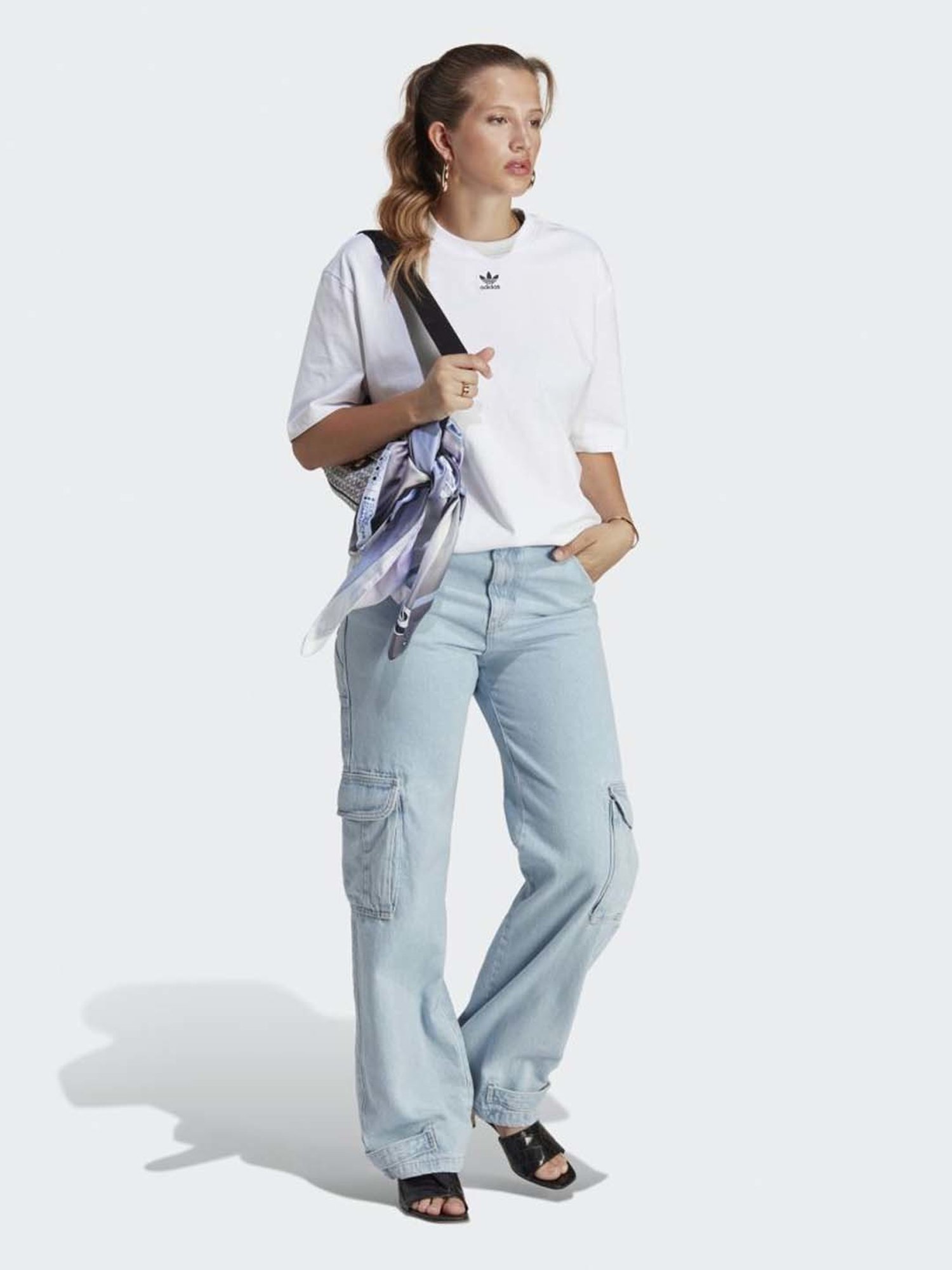 Adidas Originals White Cotton Plain Sports T-Shirt