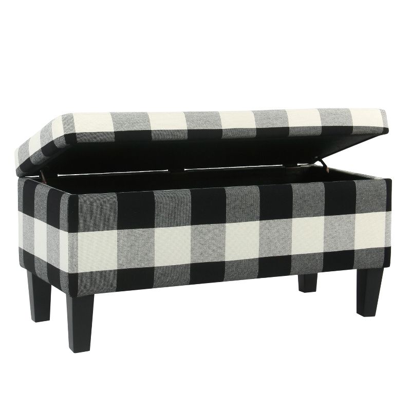 Large Decorative Storage Bench Black Plaid - HomePop