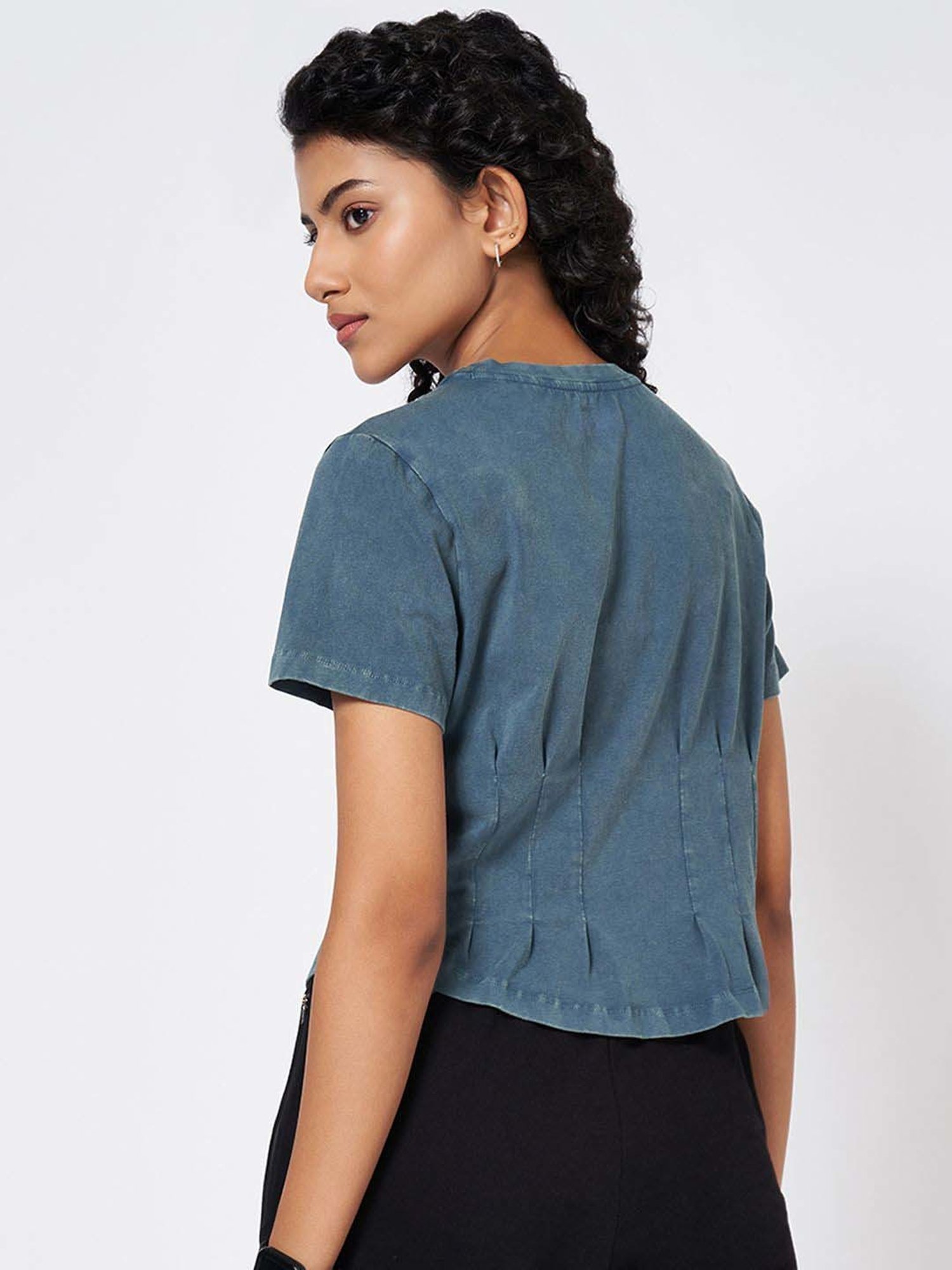 Ajile by Pantaloons Blue Plain T-Shirt