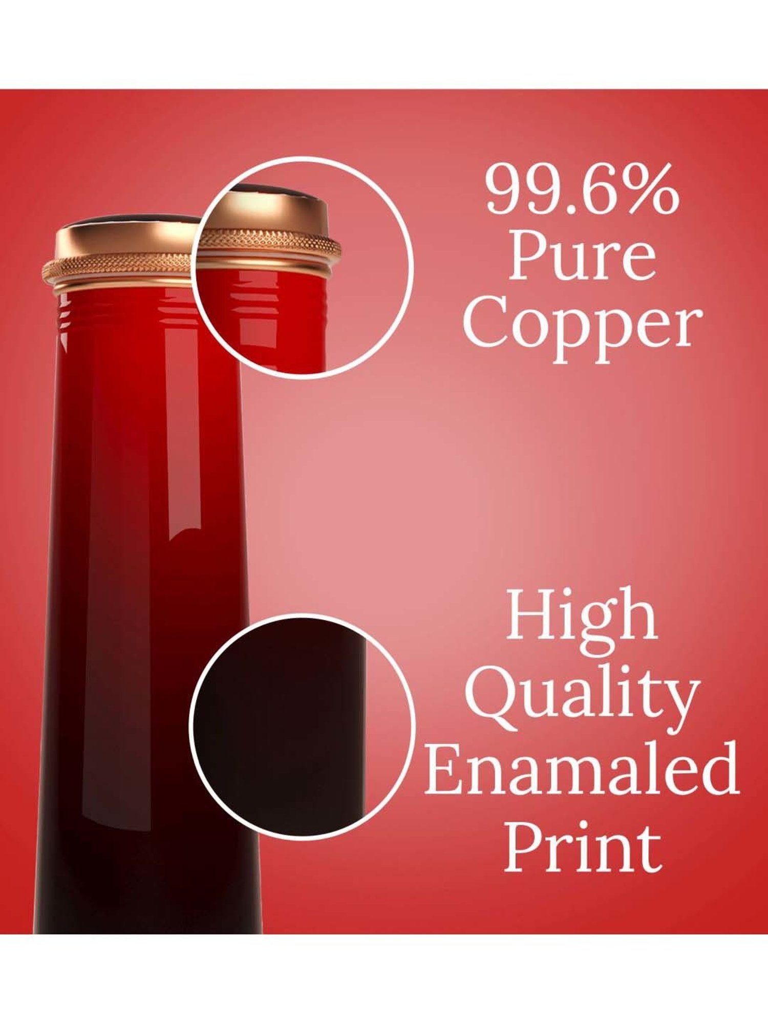 Everything Beautiful Red Copper Water Bottle - Slim (0.75 L)