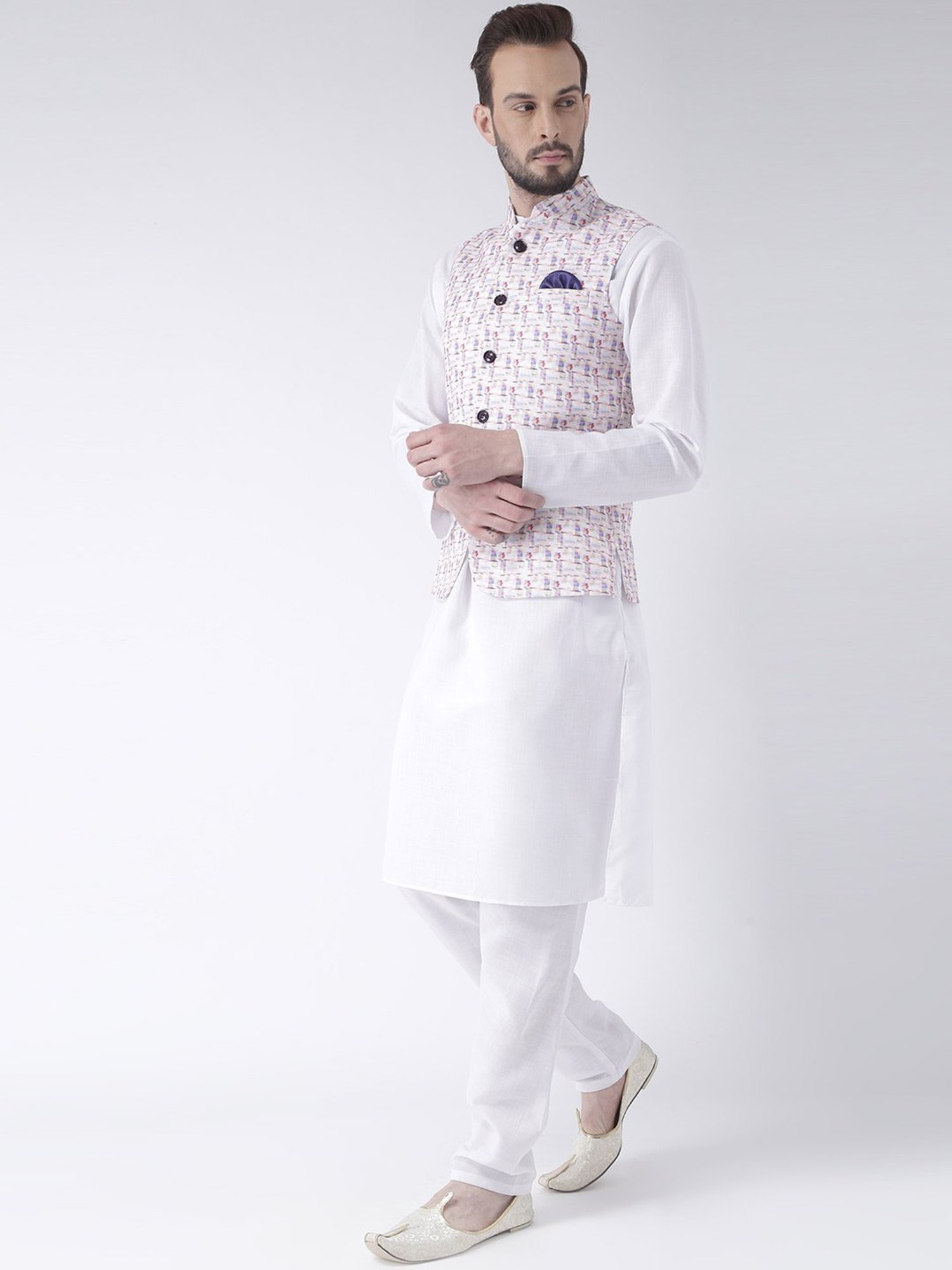 Hangup Plus Multicolor Regular Fit Printed Nehru Jacket