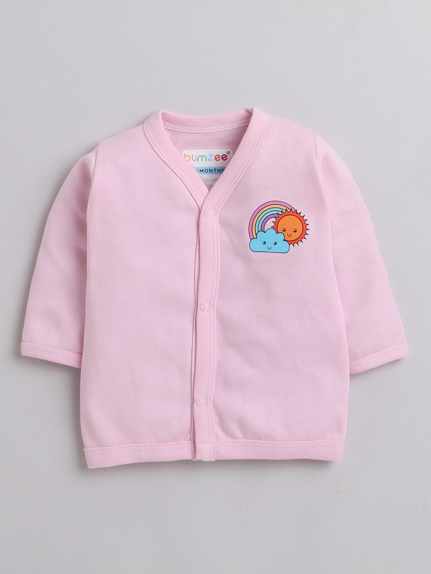 Bumzee Kids Pink & White Printed Full Sleeves Jhablas (Pack Of 3)