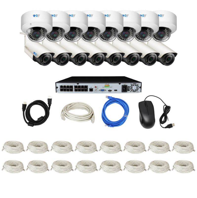 GW 8 Channel H.265 4K NVR 5MP 1920P 2.8~12mm Lens, Video Plug & Play IP Security System - 4 x POE 5MP Weatherproof IP Cameras (2TB Hard Drive Included)