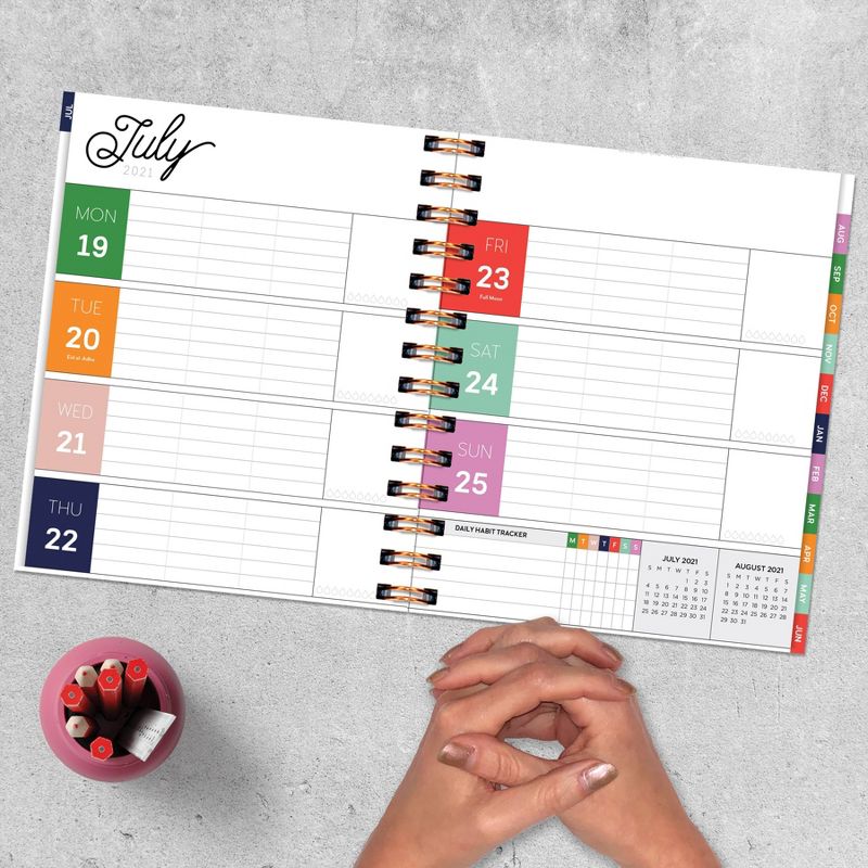 2021-22 Academic Planner 9" x 7" Preppy Stripes Luxe Daily/Weekly/Monthly - The Time Factory