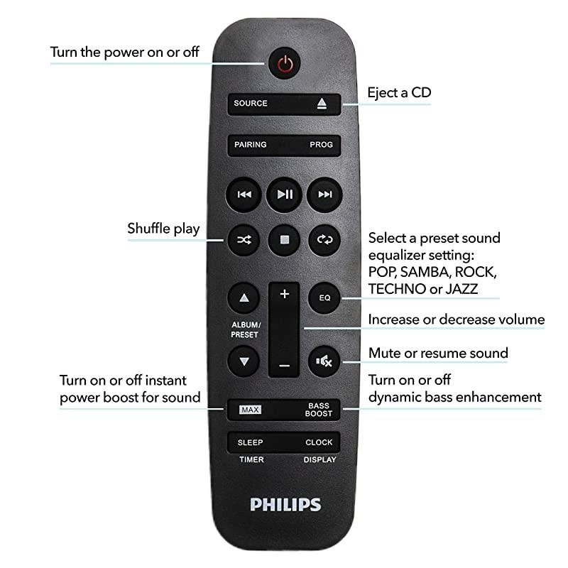 FX10 Bluetooth Stereo System for Home with CD Player , MP3, USB, FM Radio, Bass Reflex Speaker, 230 W, Remote Control Included