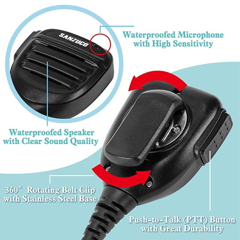 Waterproof Shoulder PTT Speaker Mic with Reinforced Cable and Case  2 Pin KType Handheld Speaking Microphone for Retevis Baofeng Kenwood Walkie Talkies and Most TwoWay Radios 1 Pack