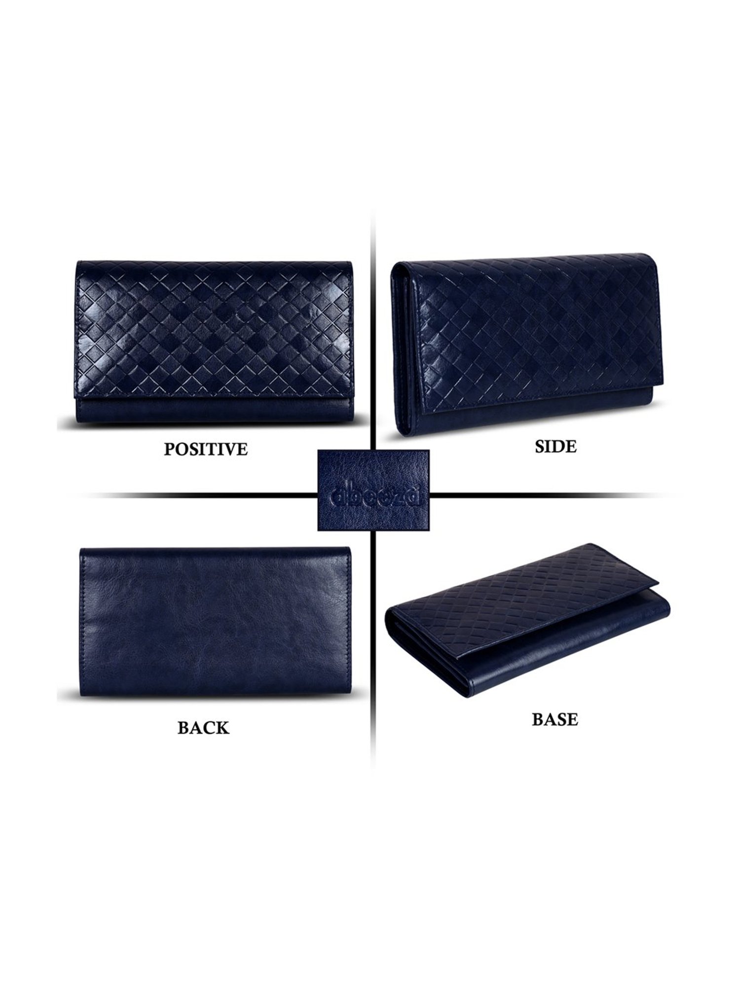 Abeeza Blue Textured Leather Large Clutch