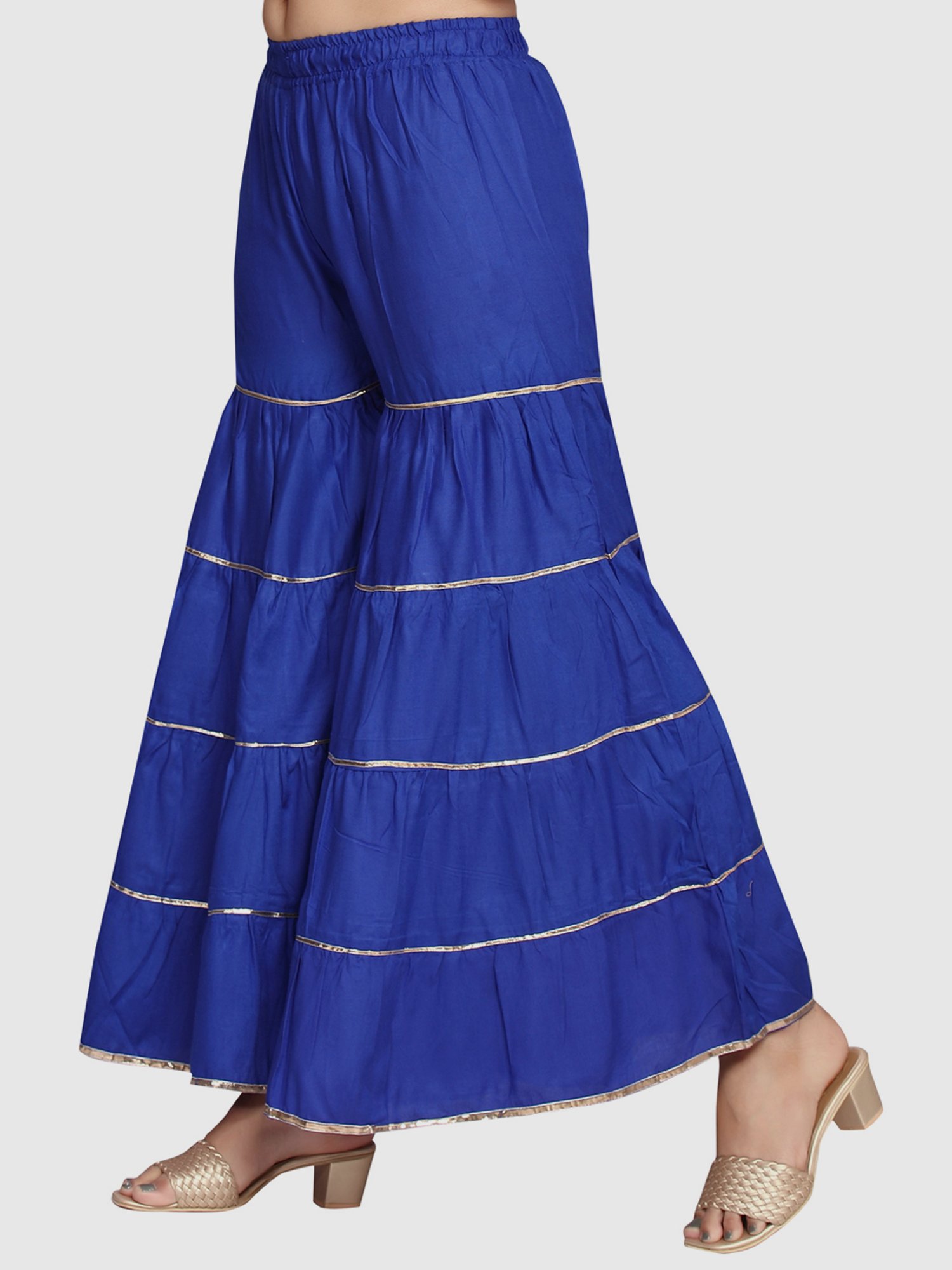 Aarika Blue Cotton Striped Sharara