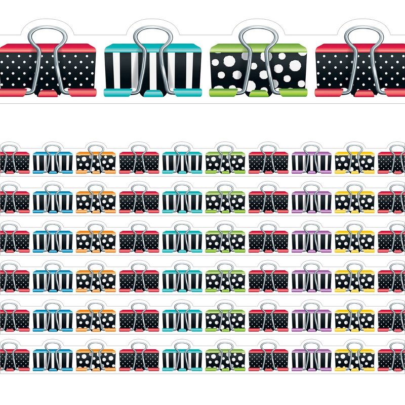 6pk 35' per Pack Bold & Bright Binder Clips Borders - Creative Teaching Press