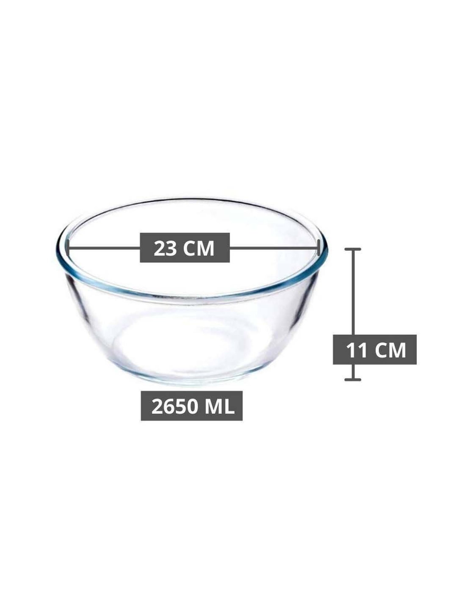 Femora Transparent Borosilicate Glass Microwave Safe Mixing Bowl (2.65 L) With Casserole Set(1.5 L)