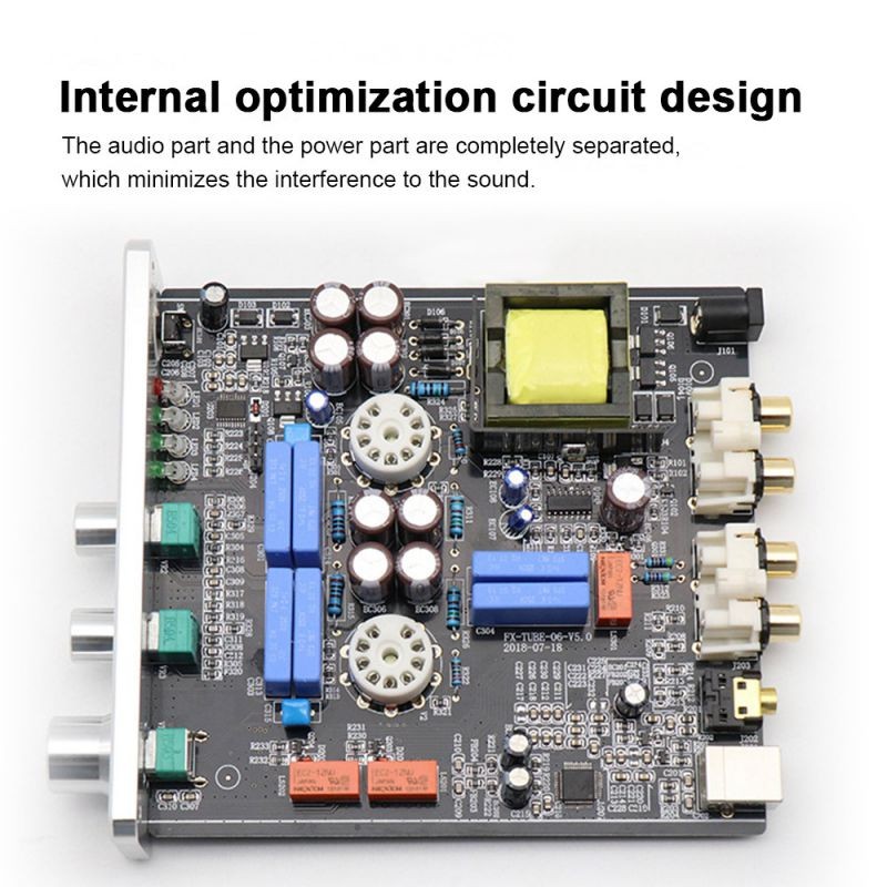 FX-AUDIO TUBE-06 Tube Preamplifier Home Audio Tube 6N3 Pre Amplifier Input PC-USB AUX Bass&Treble Adjustment DC12V/1A Power Supply