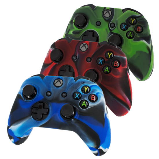 Pack of 3 Silicone Skin Protective Cover Case for XBOX One X1 Controller Camouflage Red Blue Green