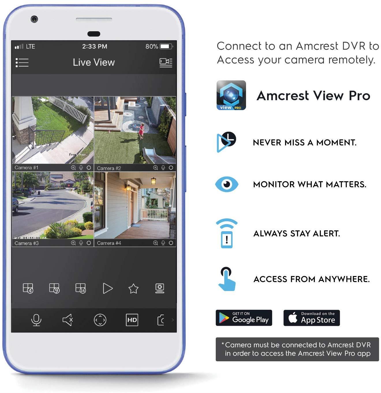 Amcrest UltraHD 4K Bullet Outdoor Security Camera, 4K (8-Megapixel), Analog Camera, 130ft Night Vision, IP67 Weatherproof Housing, 6mm Lens 55&deg; Wide Angle, Built-in Microphone, Black (AMC4KBC6-B)