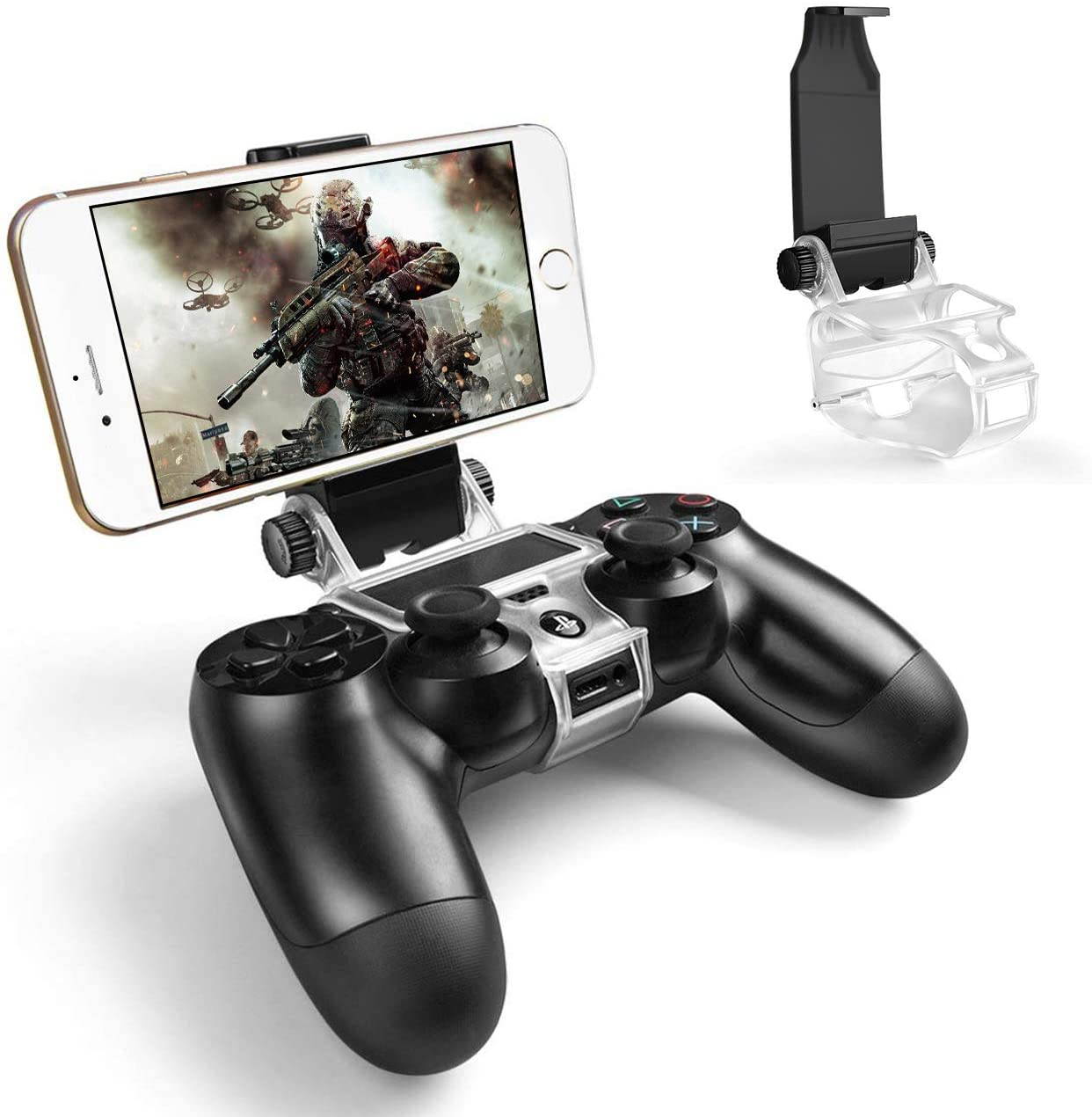PS4 Controller Phone Holder, 180 Degree Rotation Gaming Mount Stand for Sony Playstation 4, PS4 Slim, PS4 Pro, Android S10 S10+/S20/S20+5G Note 10 9 8 LG HTC &ndash; Fits Max 6 inch