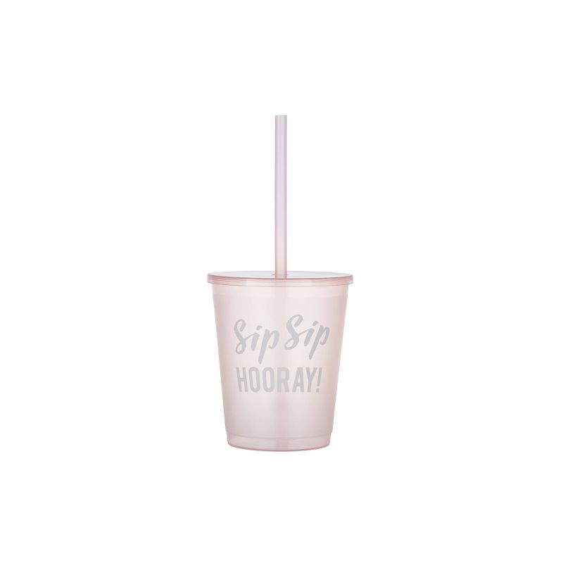 Parker Lane 6pc Frosted Party Cups with PVC Bag "Sip Sip Hooray" Pink