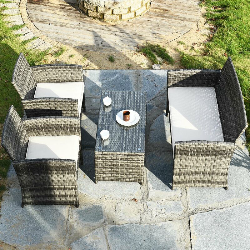 7pc Studio Shine Collection Patio Conversation Set with Sofa, 4 Armchairs & 2 Tables - W Unlimited