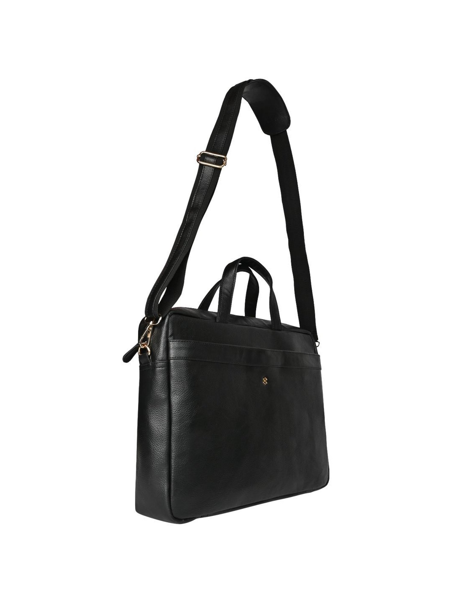 Horra Black PU Large Laptop Messenger Bag