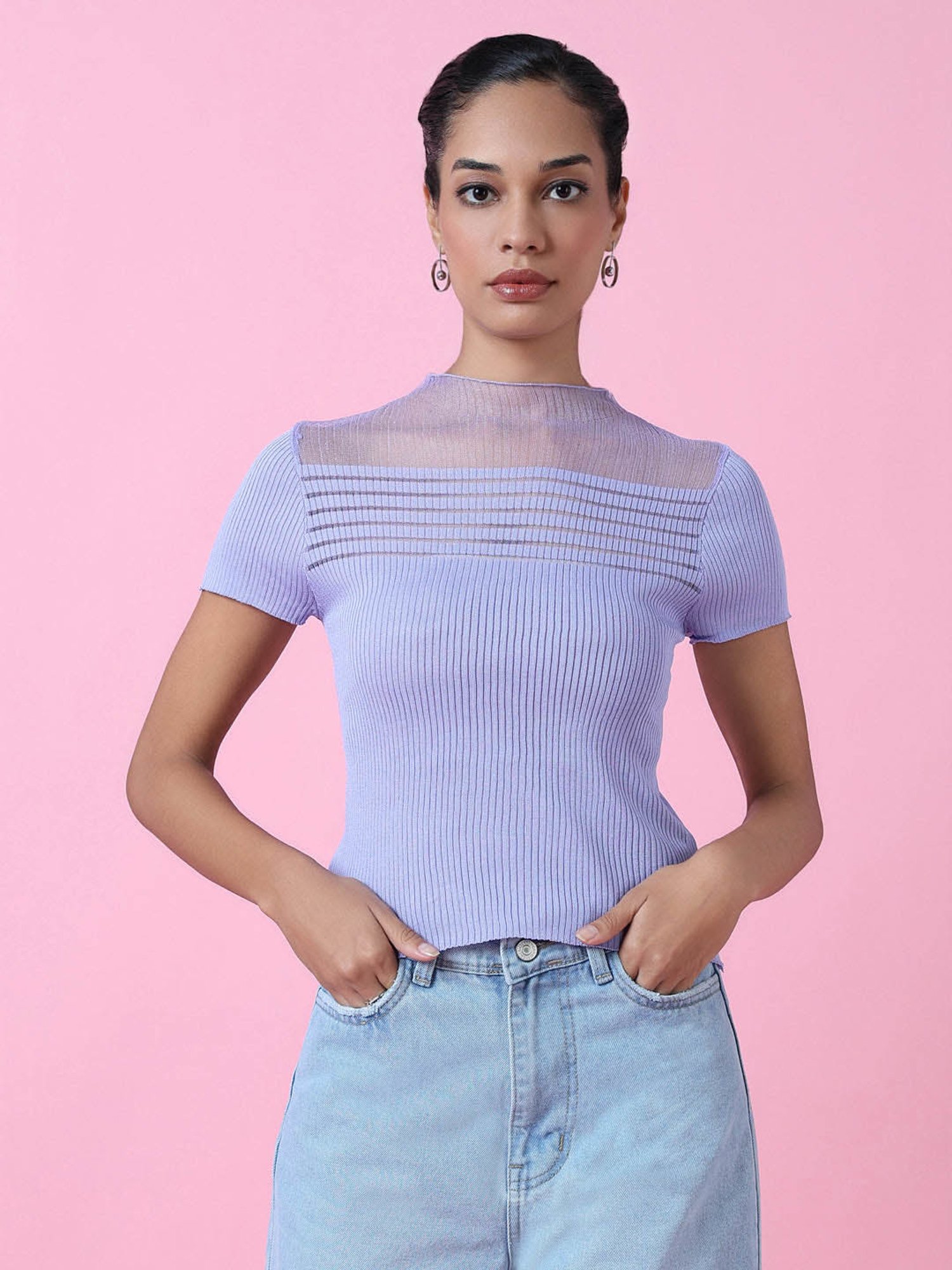 SHOWOFF Lavender Regular Fit Top