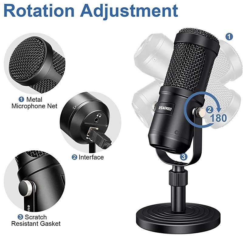 USB Microphone  Condenser Podcast Microphone for Computer Suitable for Recording Gaming Desktop Windows Mac YouTube Streaming Discord