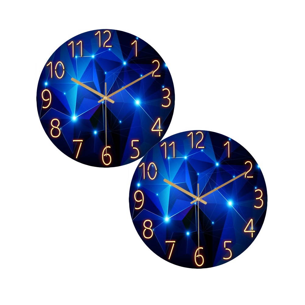 Glass Quartz Wall Clock Modern Silent Clock Hanging Decor for Living Room Bedroom Office (Starry Sky 30)