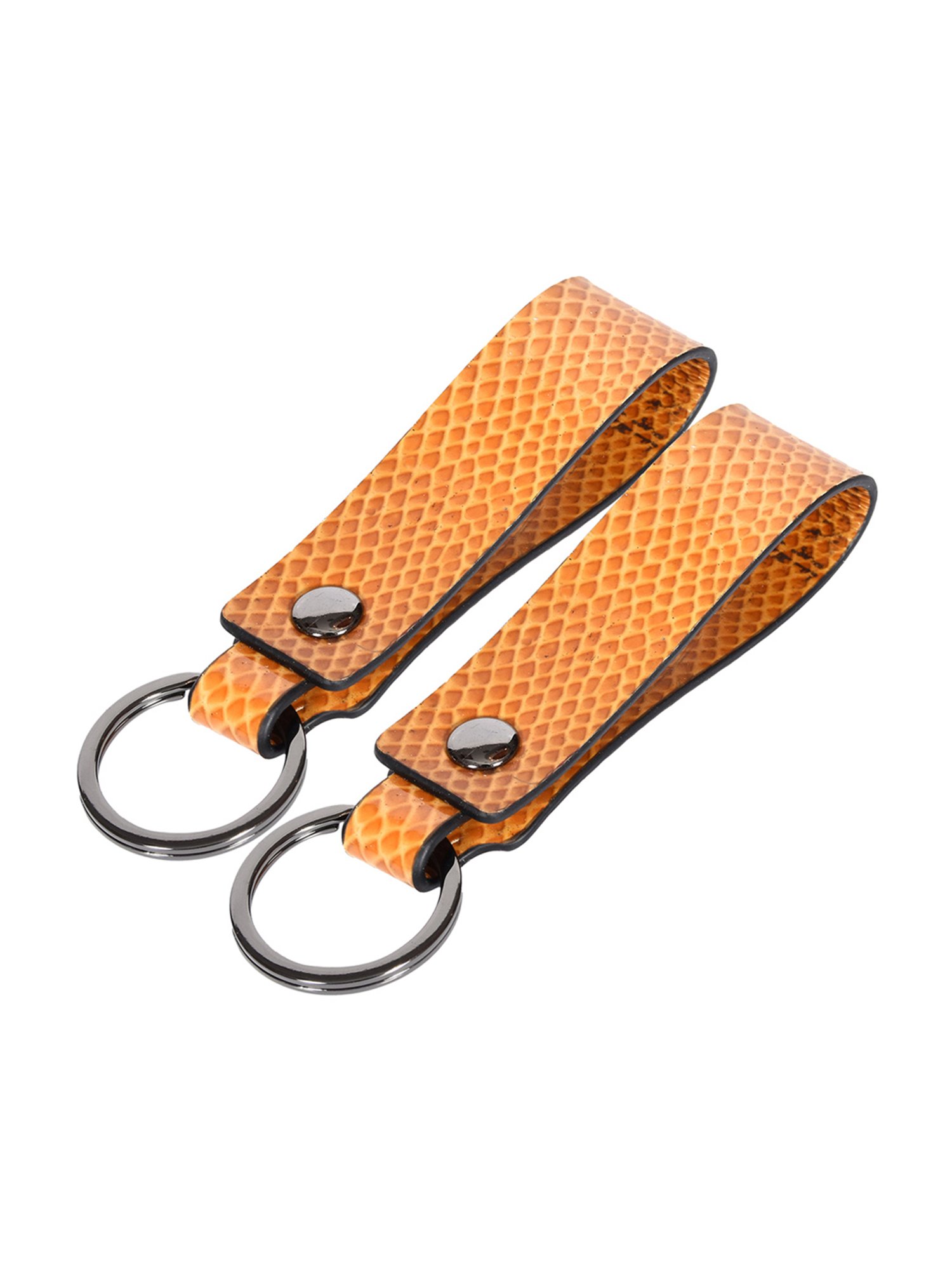 SASSORA Yellow Leather Keychain Key Ring Holders Anniversary Gift, Birthday Gift - Pack of 2