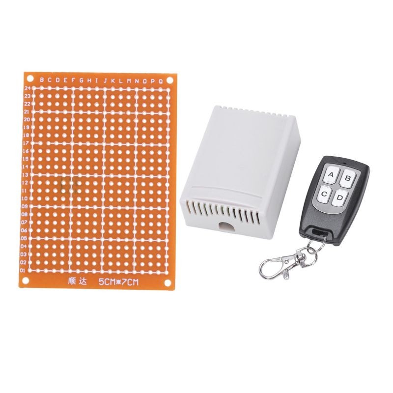 7 Pcs Accessories:2 Pcs DC 12V 200M Remote Switch Transmitter + Receiver & 5 Pcs Copper Single-Sided Circuit Hole Board