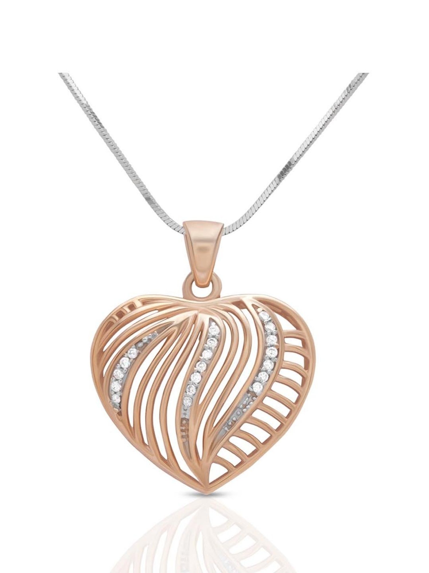 Anayra 92.5 Sterling Silver Heart Pendant with Chain for Women