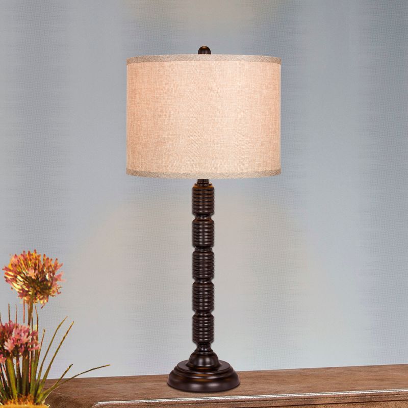 Fangio Lighting Industrial Oil Ribbed Metal Table Lamp Bronze