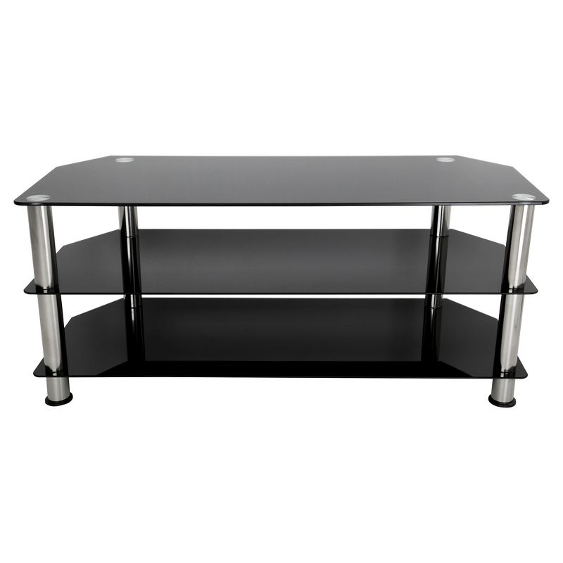 55" TV Stand with Glass Shelves - Silver/Black