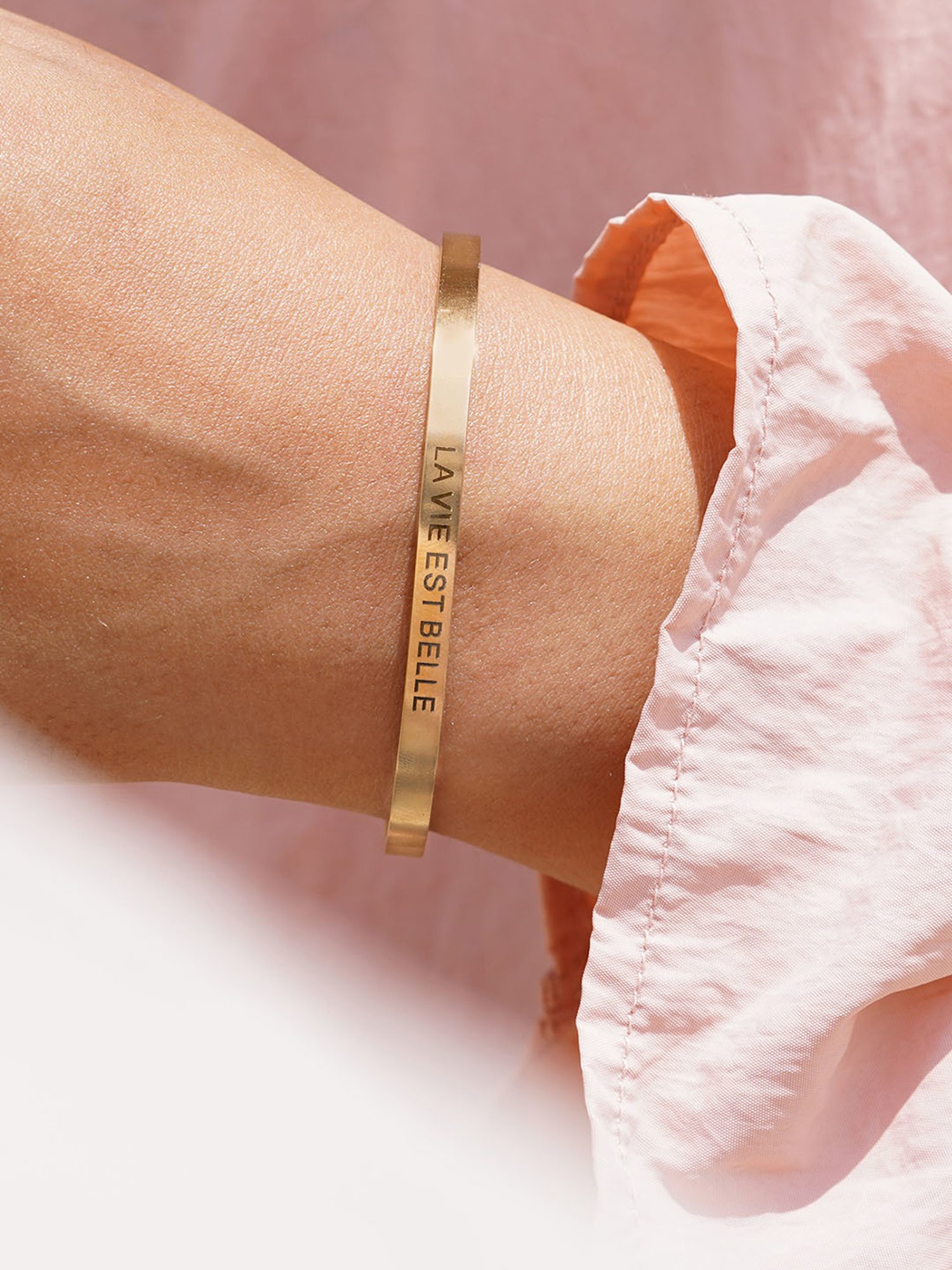 Joker & Witch La Vie Est Belle Gold Mantra Band Flexible fit Bracelet