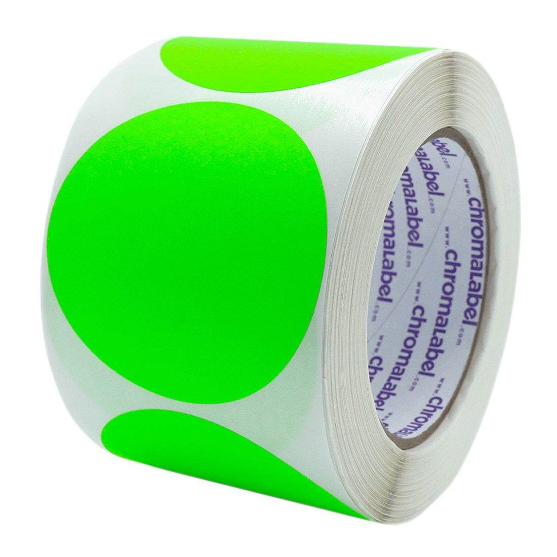 ChromaLabel 3 inch Color-Code Dot Labels | 500/Roll (Fluorescent Green)